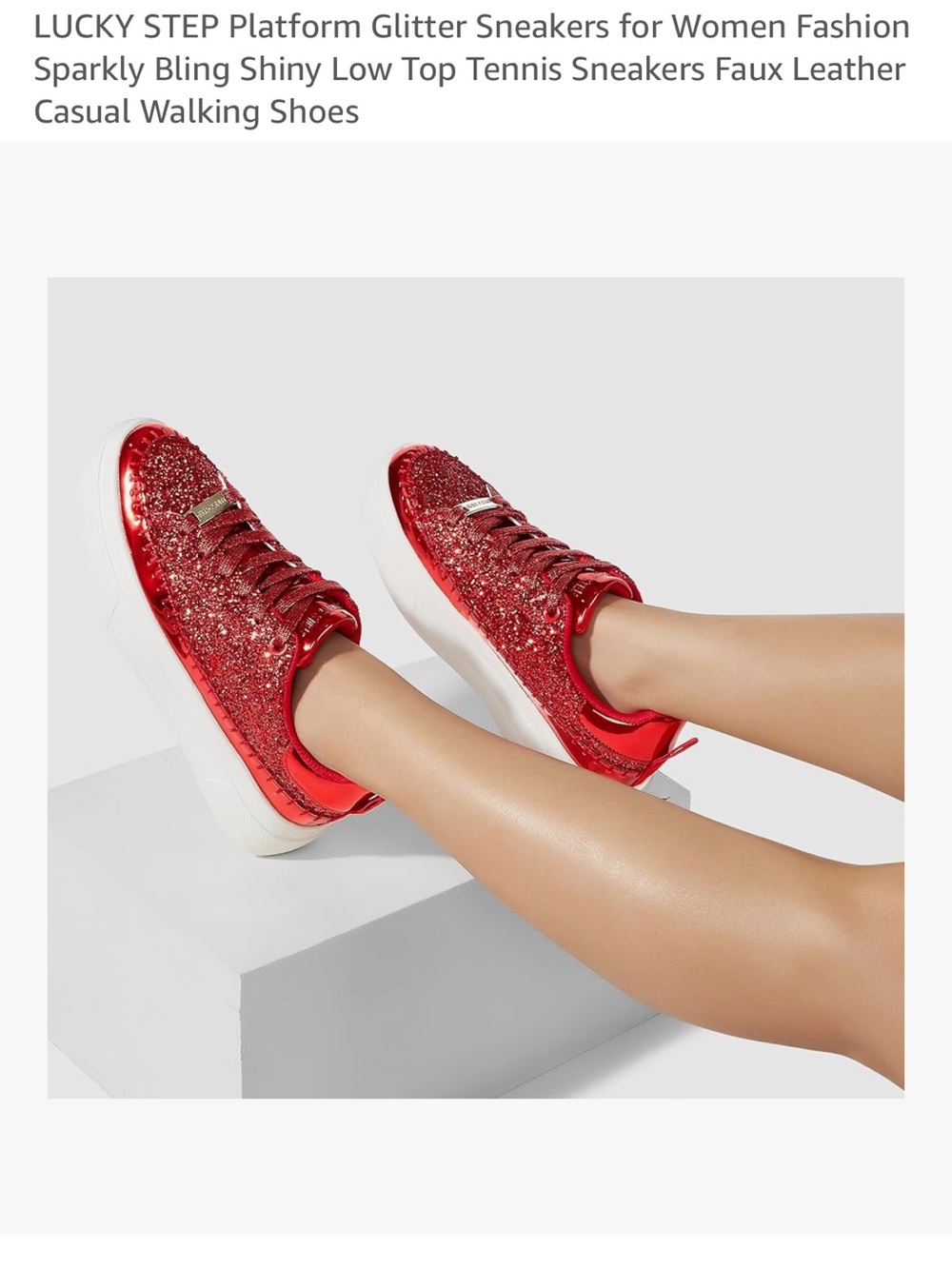 Sparkling Red Platform Sneakers for Women